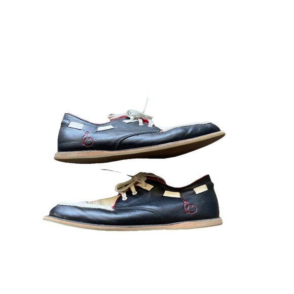 Vintage Onitsuka Tiger D1K1L Men’s shoes Sz 9 F460811 Black White Red Leather - Picture 1 of 11